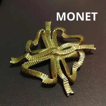 MONET 골드 리본 브로치