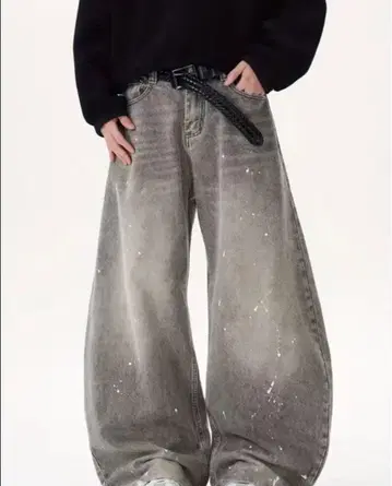 y2k opium 와이드 데님 데님 팬츠 배기 팬츠