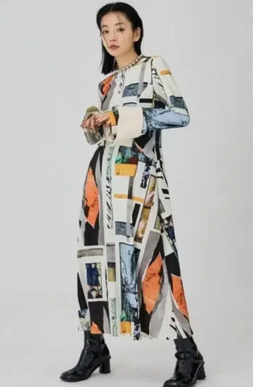 UNITED TOKYO 아트 컬러 프린트 원피스 프리 사이즈