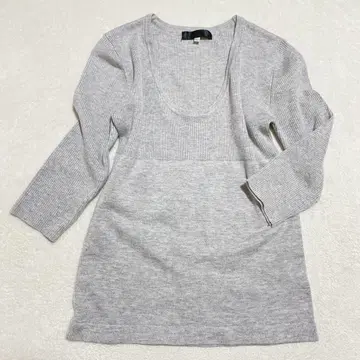 니센 DIVA VITA U넥 리브 니트 상의 고급 깔끔한 L