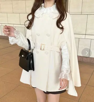 판초 스타일 코트 여성용 화이트