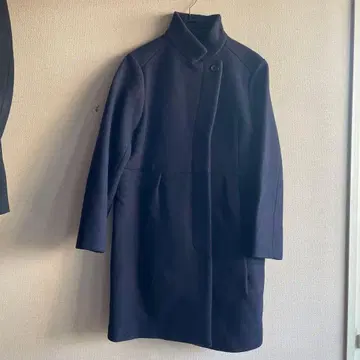 화이트 라인 코트 울 네이비 컬러 네이비 체크 무지 오샤레