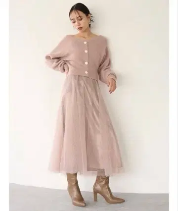 snidel 가디건 샤샤 스커트 셋업