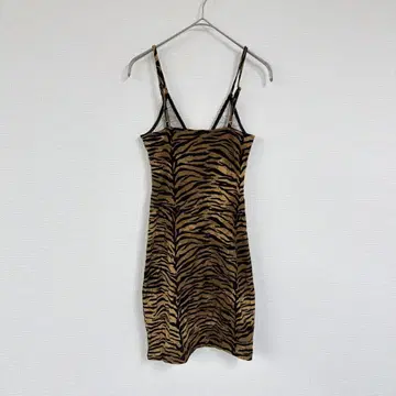 H&M [ XS ] 에이치앤엠 호랑이 패턴 슬리브리스 미니 원피스
