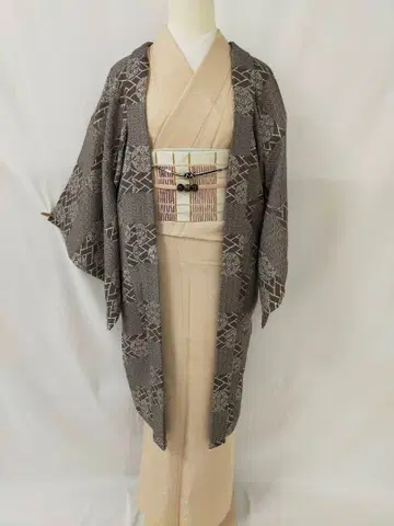 미사용 새상품 순수 실크 이중 기모노 겉옷