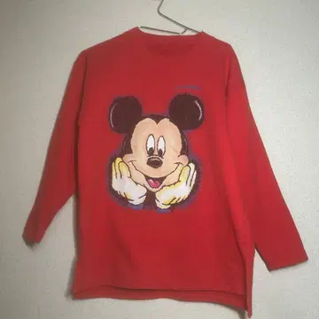 90s USA제 미키마우스 맨투맨 트레이닝복 빨간색 프린트 M~L
