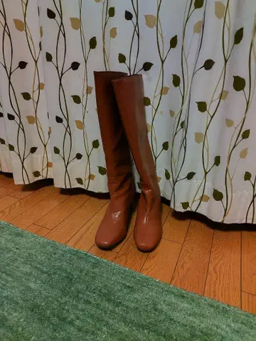 브라운 롱 부츠 중간 힐