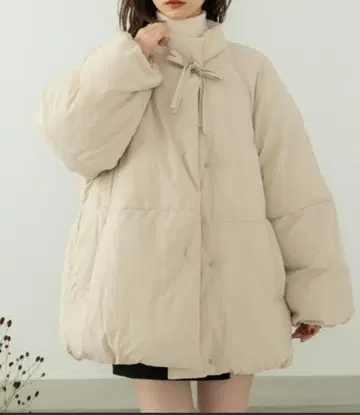 hinari 히나리 충전솜 리본 미들 코트 베이지 S 사이즈