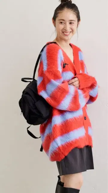 저널 스탠다드 헤어리 보더 빅 가디건