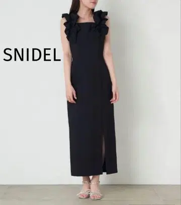 새상품급 SNIDEL 벌룬 프릴 슬리브 I 라인 원피스 블랙