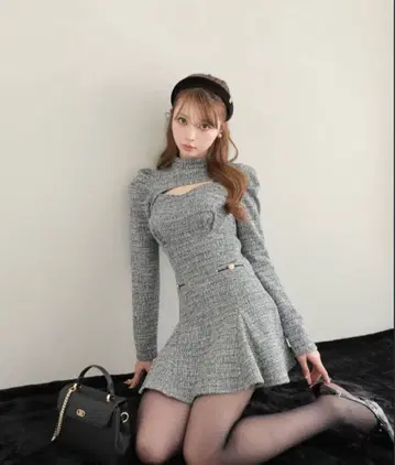 m me eme 니트 트위드 앙상블 미니 원피스