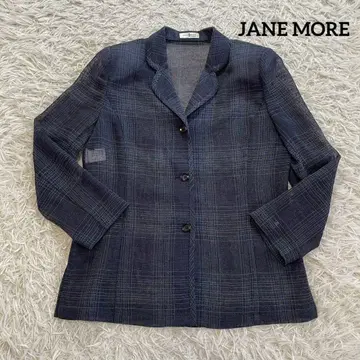 제인모어 긴팔 시스루 자켓 테일러드 체크 무늬 온워드 카시야마 M 네이비