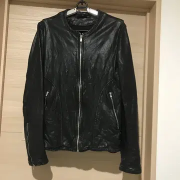 Varde77 블랙 가죽 라이더 자켓 M