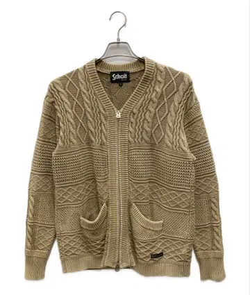 Schott 베이지 집업 가디건 S