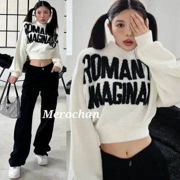 다리치 [ 새상품 ] 그래픽 볼륨 니트탑