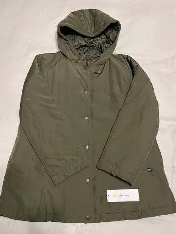 골든 베어 카키 후드 부착 모즈 코트 숏코트