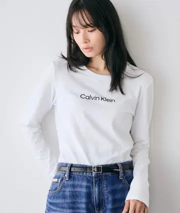 Calvin KleinJeans 롱 슬리브 스탠다드 로고 슬림 T셔츠