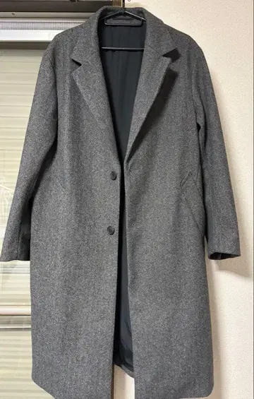 그레이 체스터 코트 울 혼방