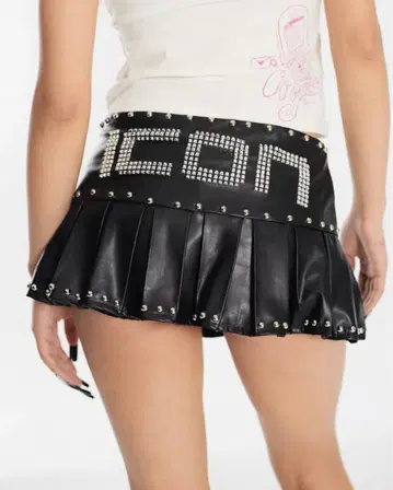 ICON 스터드 가죽 미니 스커트 y2k opium archive