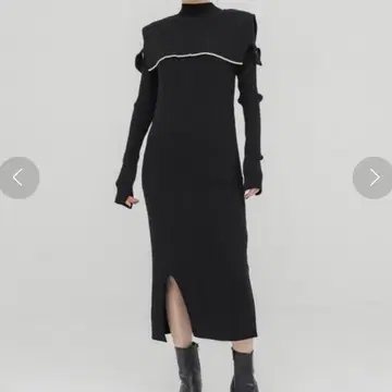 UNITED TOKYO 스퀘어 칼라 니트 롱 원피스