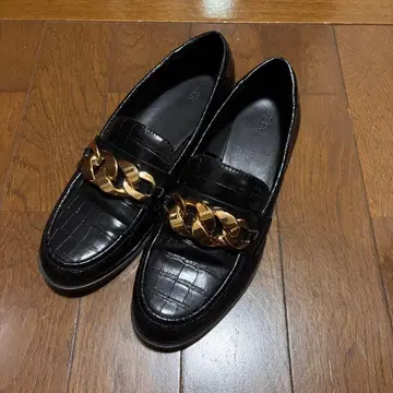 ZARA 블랙 크로커다일풍 골드 체인 40