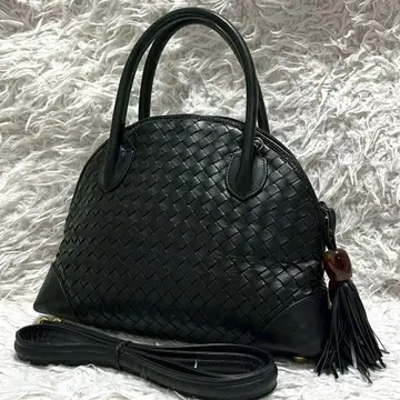 MARIAN 이탈리아제 핸드백 돔형 뜨개질 가죽 2way 블랙