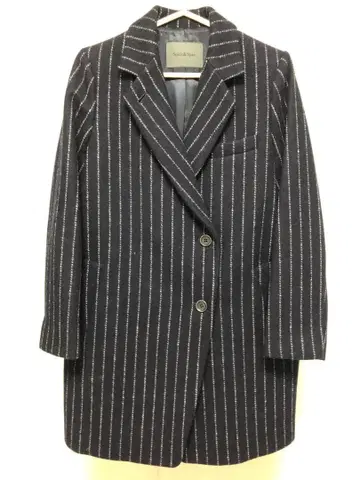 스픽 앤 스팬 다크 네이비 스트라이프 체스터 코트