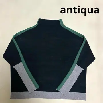 안티카 배색 니트 그린