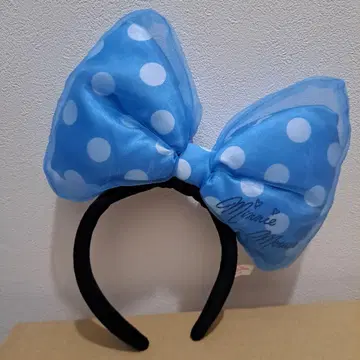 디즈니 미니 도트 리본 머리띠 스카이블루 모자