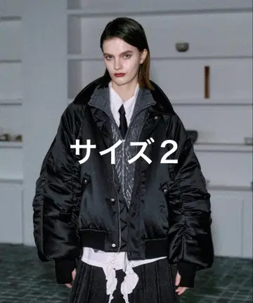 seyto 빈티지 새틴 개더 블라존 블랙 2