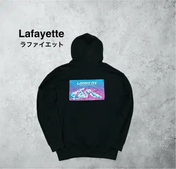 Lafayette 라파예트 자수 로고 백 프린트 후드티 블랙 M