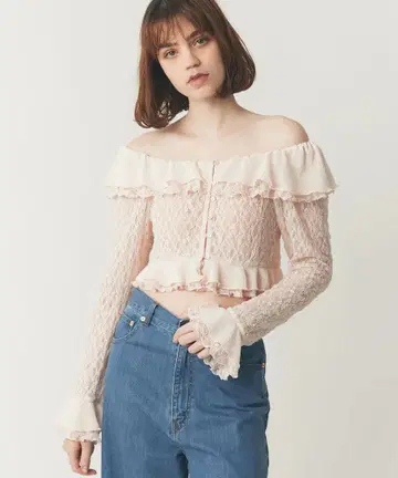 DEICY 2way 레이스 스트레치 레이스 블라우스