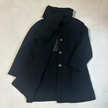 레어 새상품급 라무 캐시미어 나폴레옹 코트 머플러 칼라 싸개 버튼 롱