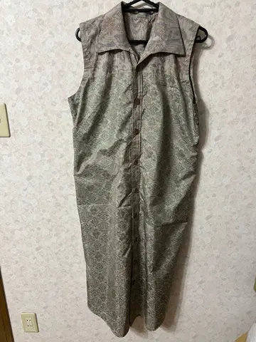 슬리브리스 셔츠 원피스 M 사이즈 오시마 명주 포켓 부착