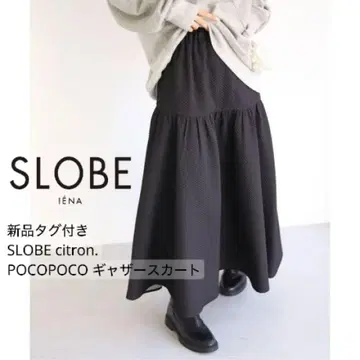 택 포함 새상품 SLOBE IENA POCOPOCO 개더 스커트 블랙
