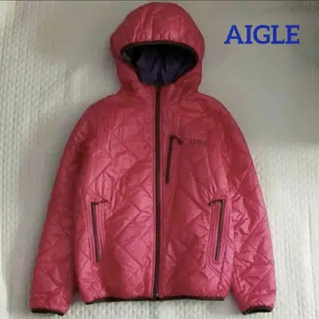 AIGLE 리버서블 충전솜 다운 자켓 빨간색/보라색