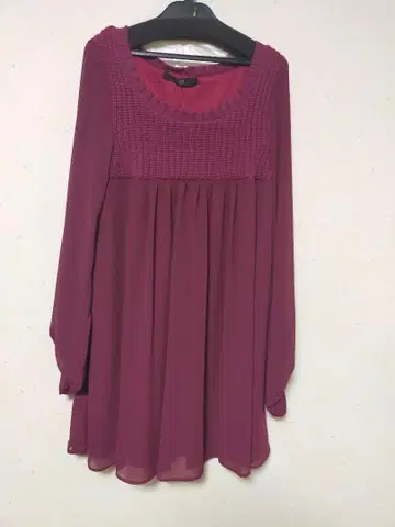 VICKY 버건디 스모킹 디자인 원피스 M 사이즈