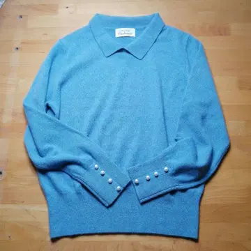 새상품 최고급 화이트 캐시미어 100 라이트업 쇼핑 스웨터