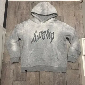 ANTIMID 그레이 후드 부착 후드티 S