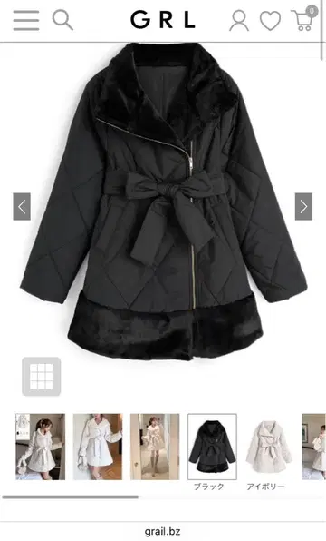 미사용 새상품 그레일 GRL 리본 벨트 포함 퍼 절개 코트 [kd127]