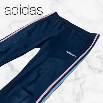[아디다스] 하의 바지 팬츠 블루 x 브랜드 로고 플레어 스포츠 아웃도어
