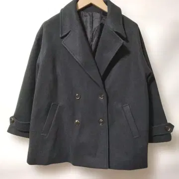 [ 새상품 ] GRL 다크 그레이 더블 브레스트 피 코트