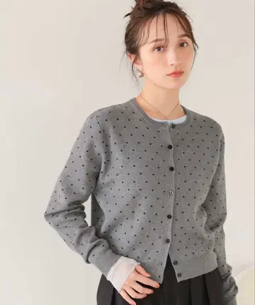 [ 새상품 ] 도트 자카드 니트 가디건