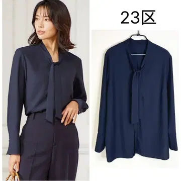 23구 빅 사이즈 [세탁 가능] 조젯 리본 블라우스