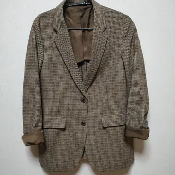 유니클로 브라운 계열 체크 테일러드 자켓
