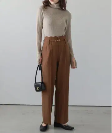 Lajour 브라운 와이드 팬츠