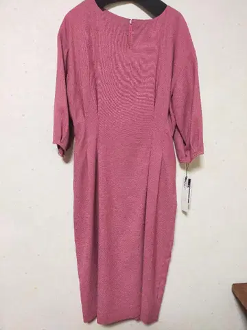 soclose 핑크 7부 소매 롱 원피스 허리밴딩