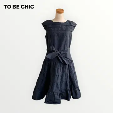 TO BE CHIC: 플레어 원피스 리본 블랙 디너 크리스마스
