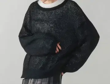 GLOBAL WORK 모헤어 터치 시스루 니트 풀오버 블랙