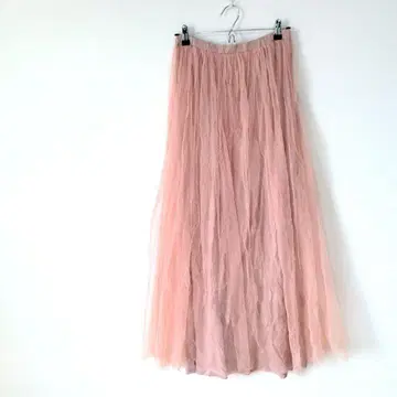 해외 구제 의류 [ L ] 핑크 튤 플레어 스커트 롱